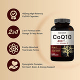 Suplemento CoQ10 400mg NatureBell, Omega 3, 240 Cápsulas
