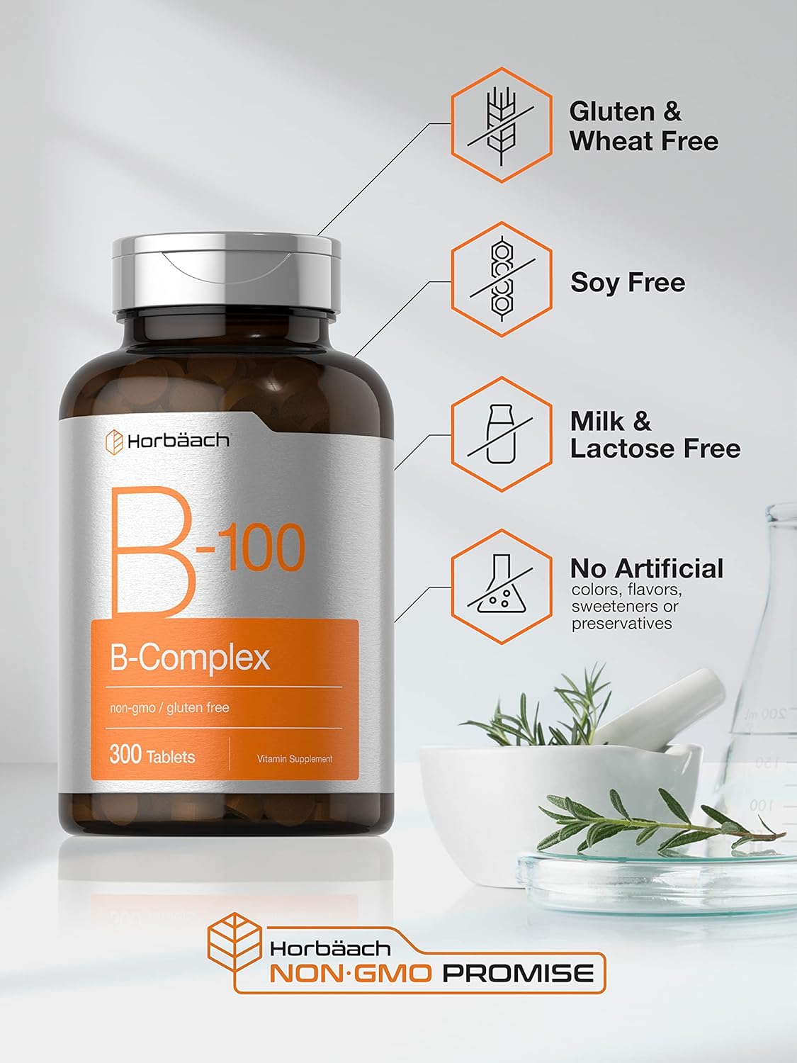 Suplemento Complejo de vitamina B-100   300 comprimidos