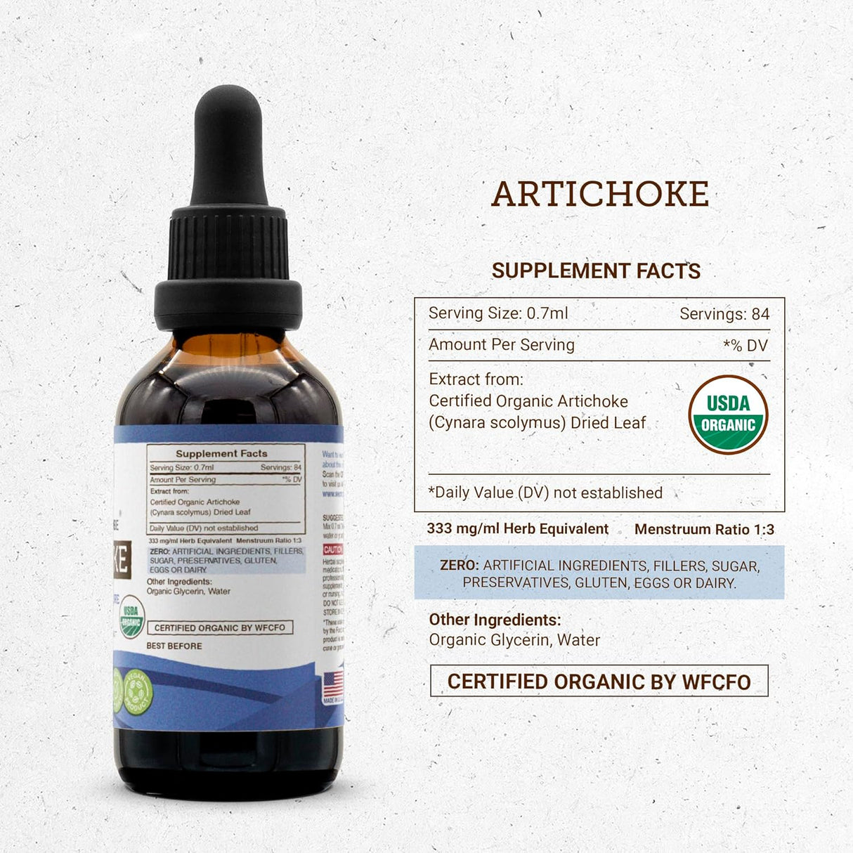 Suplemento Alcachofa USDA Organic Extracto sin alcohol  2 oz