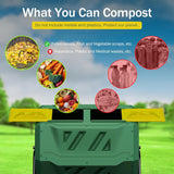 Compostador Giratorio 43 Galones con Puerta Deslizante Verde