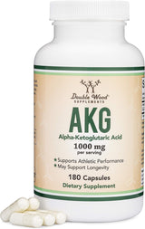 Suplemento AKG 1000mg Double Wood, Gluten Free, 180 Cápsulas