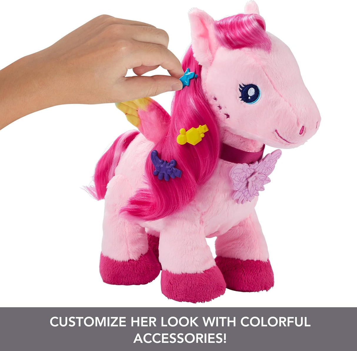Peluche Pegasus Barbie, 11 con sonido y accesorios de pelo