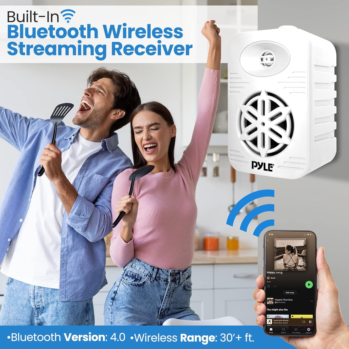 Par de altavoces Bluetooth para interiores y exteriores, 500 W, doble impermeable,PDWRBT56WT