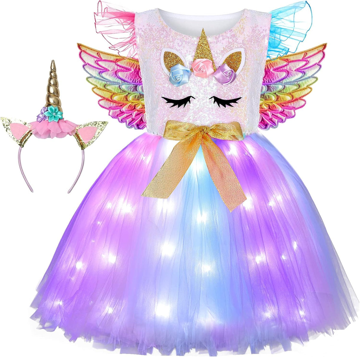 Disfraz de Unicornio para Niñas, con Luces LED, Tutu, Modelo 2023