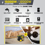 Generador portátil Champion 15,000W trifuel con arranque eléctrico
