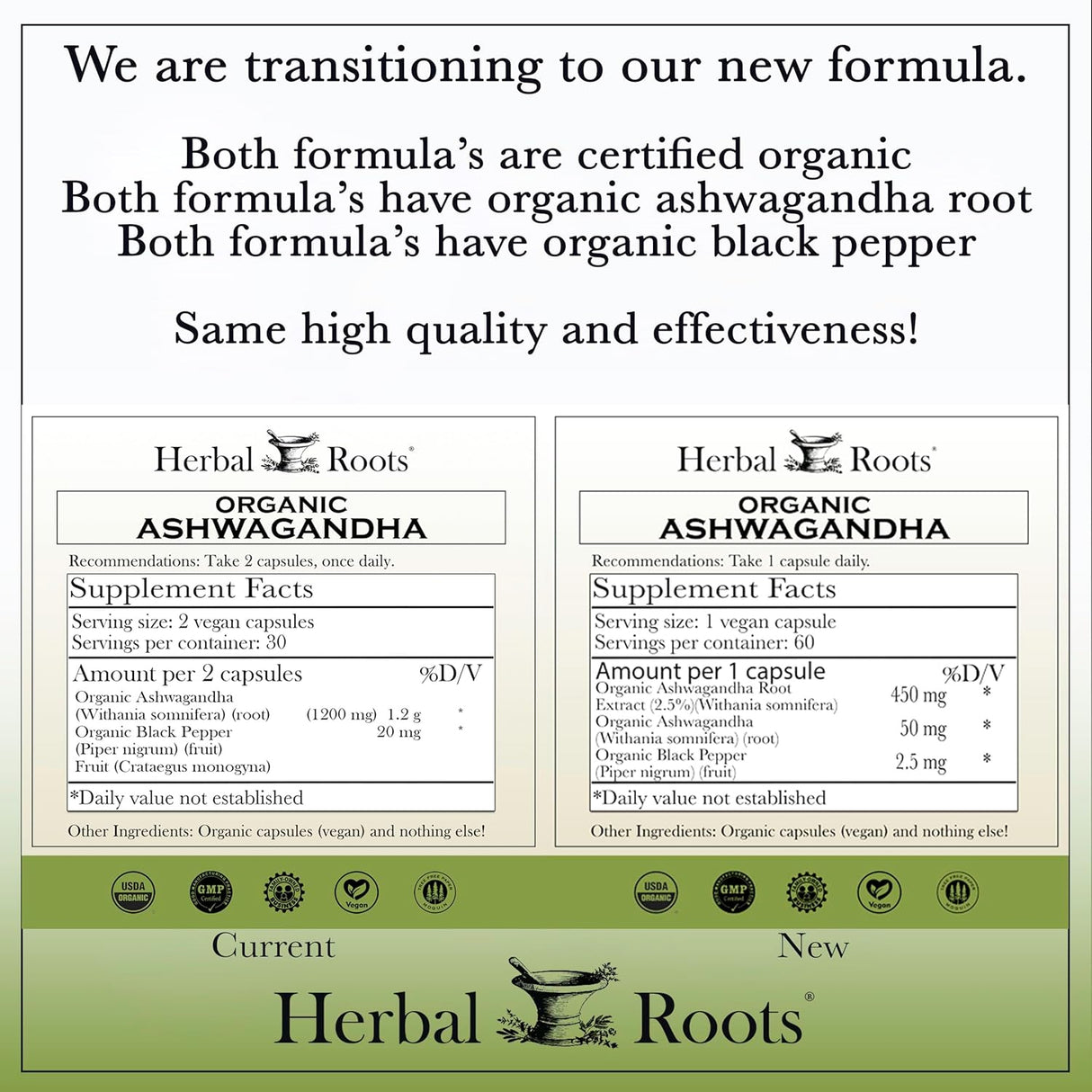 Cápsulas de Ashwagandha Herbal Roots | Fuerza Extra | 60 Veganas