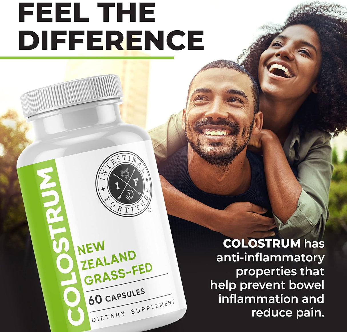 Cápsulas de Calostro Intestinal Fortitude, 100% Grass Fed, 60 CT