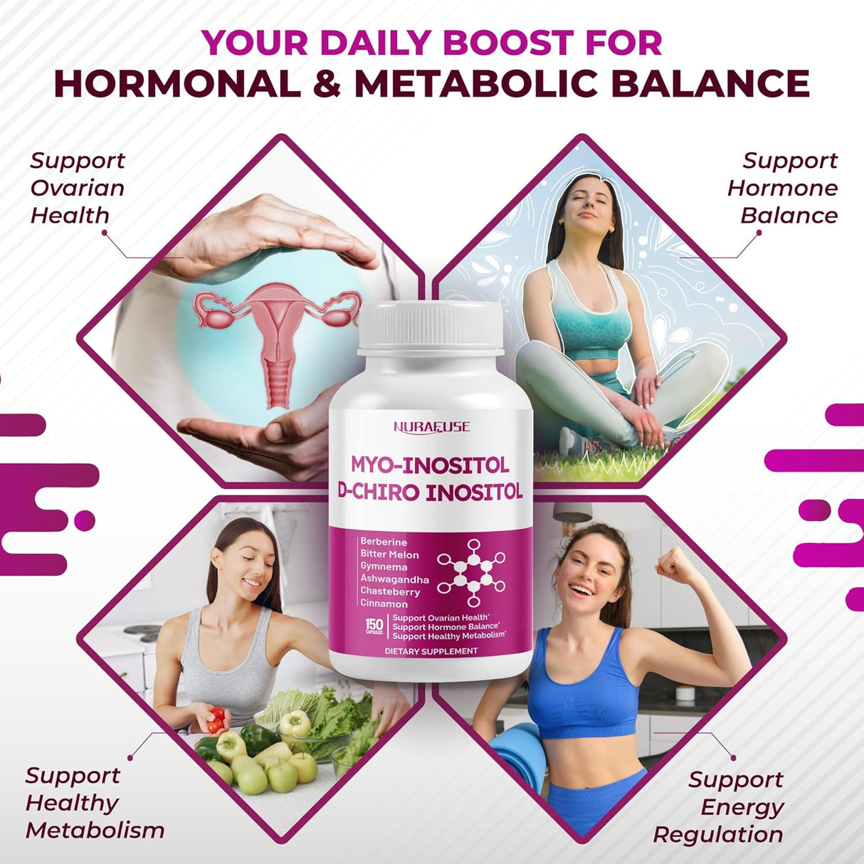 Suplemento de Inositol y Chasteberry, Balance Hormonal, USA