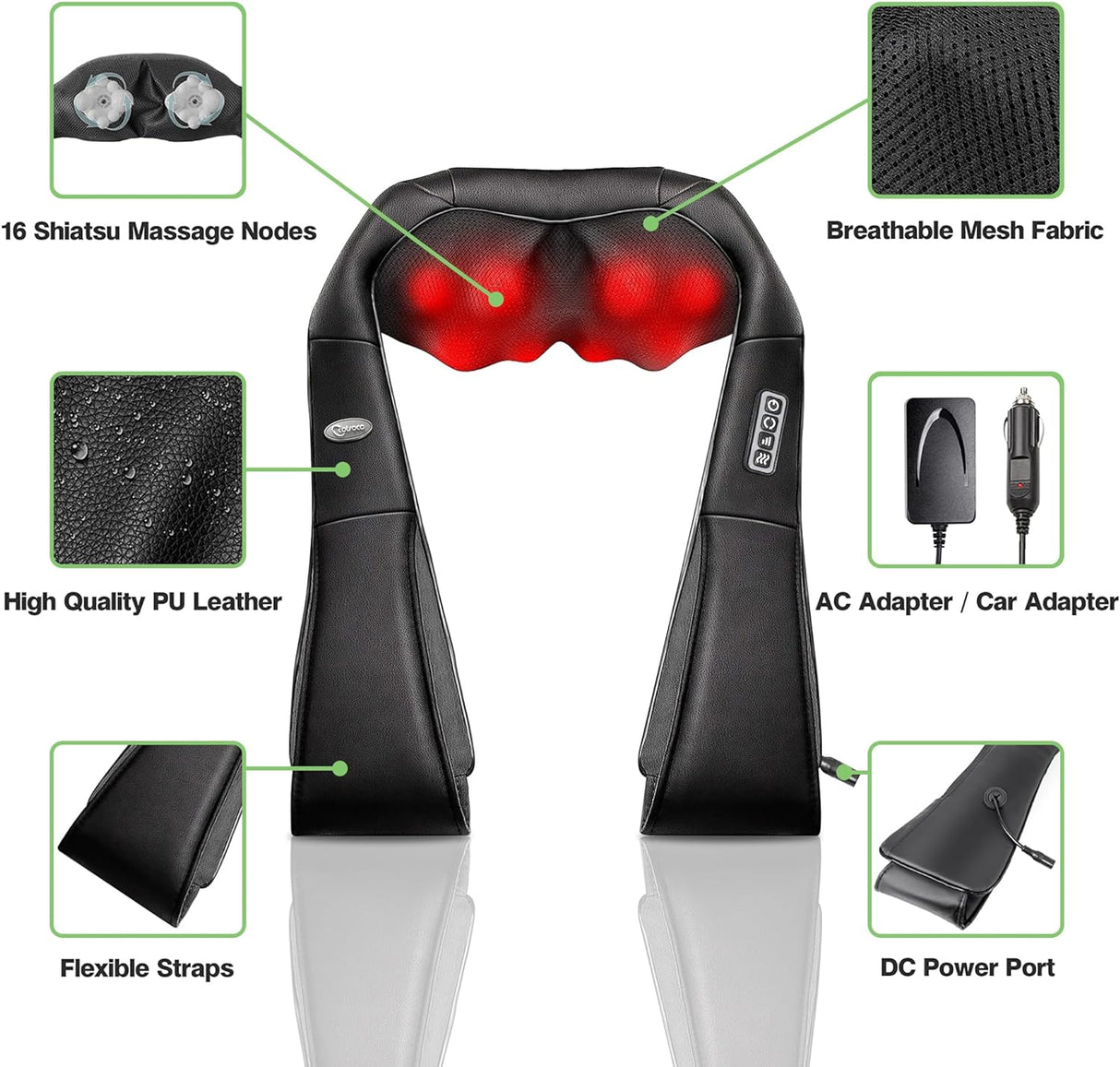Masajeador Shiatsu Cotsoco con Calor, Alivio Muscular 3D