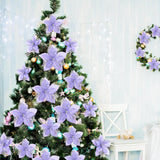 Flores Artificiales Poinsettia Glitter, WILLBOND, 36 Piezas
