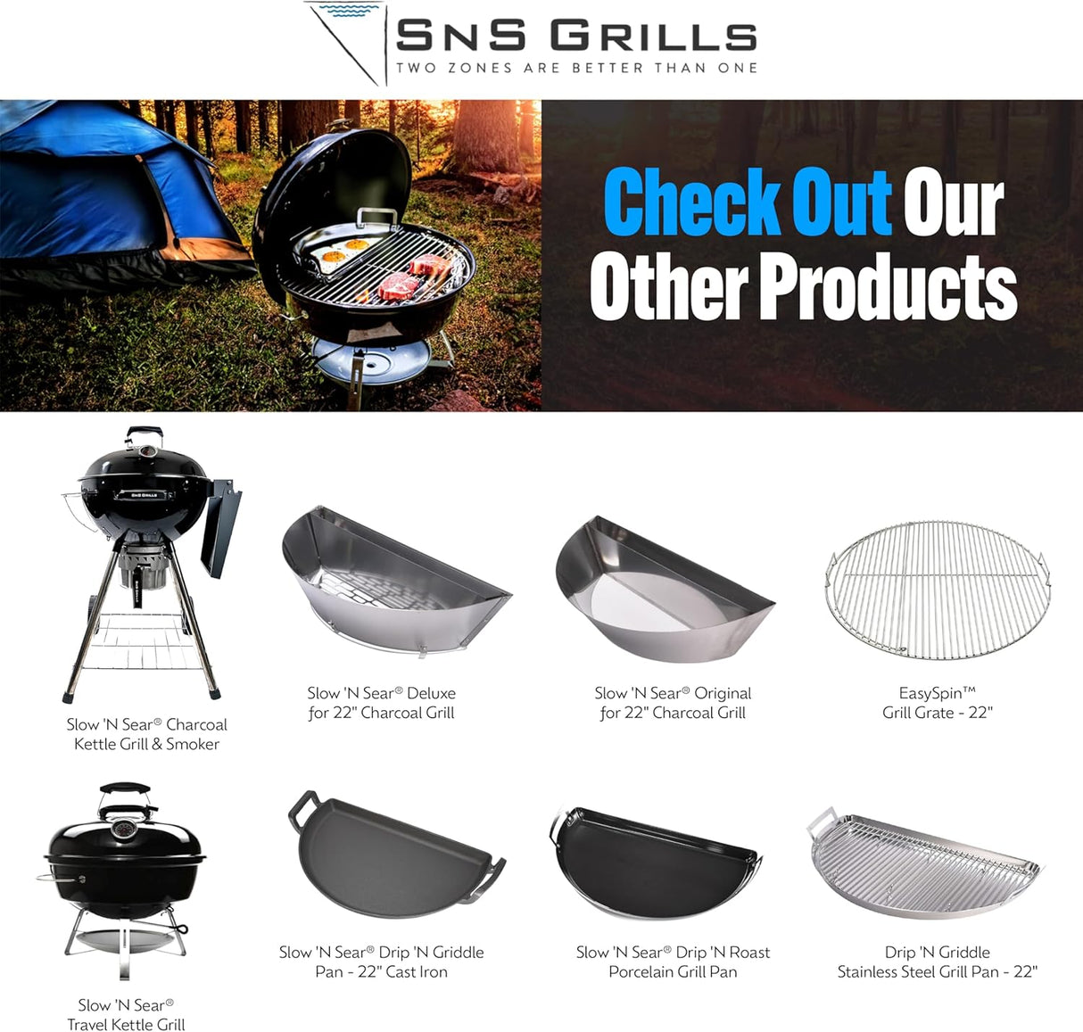 Insert para parrilla SnS Grills, acero inoxidable, 22 Original