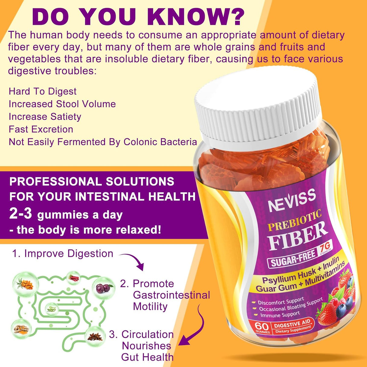 Suplementos de fibra prebiótica de cáscara de psyllium