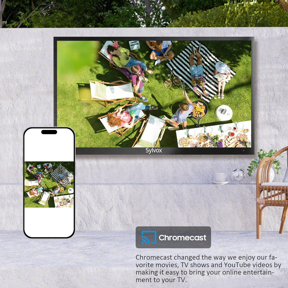 Televisor exterior SYLVOX 65 4K resistente al agua Deck Pro 2.0