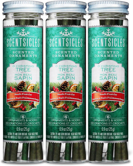 Adornos de Navidad Scentsicles Ornamentos Aromáticos de Pino - 3 Botellas