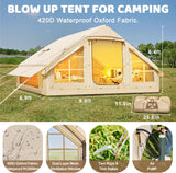 Tienda Inflable para Camping, Tienda Oxford 4-6 Personas, Con Chimenea