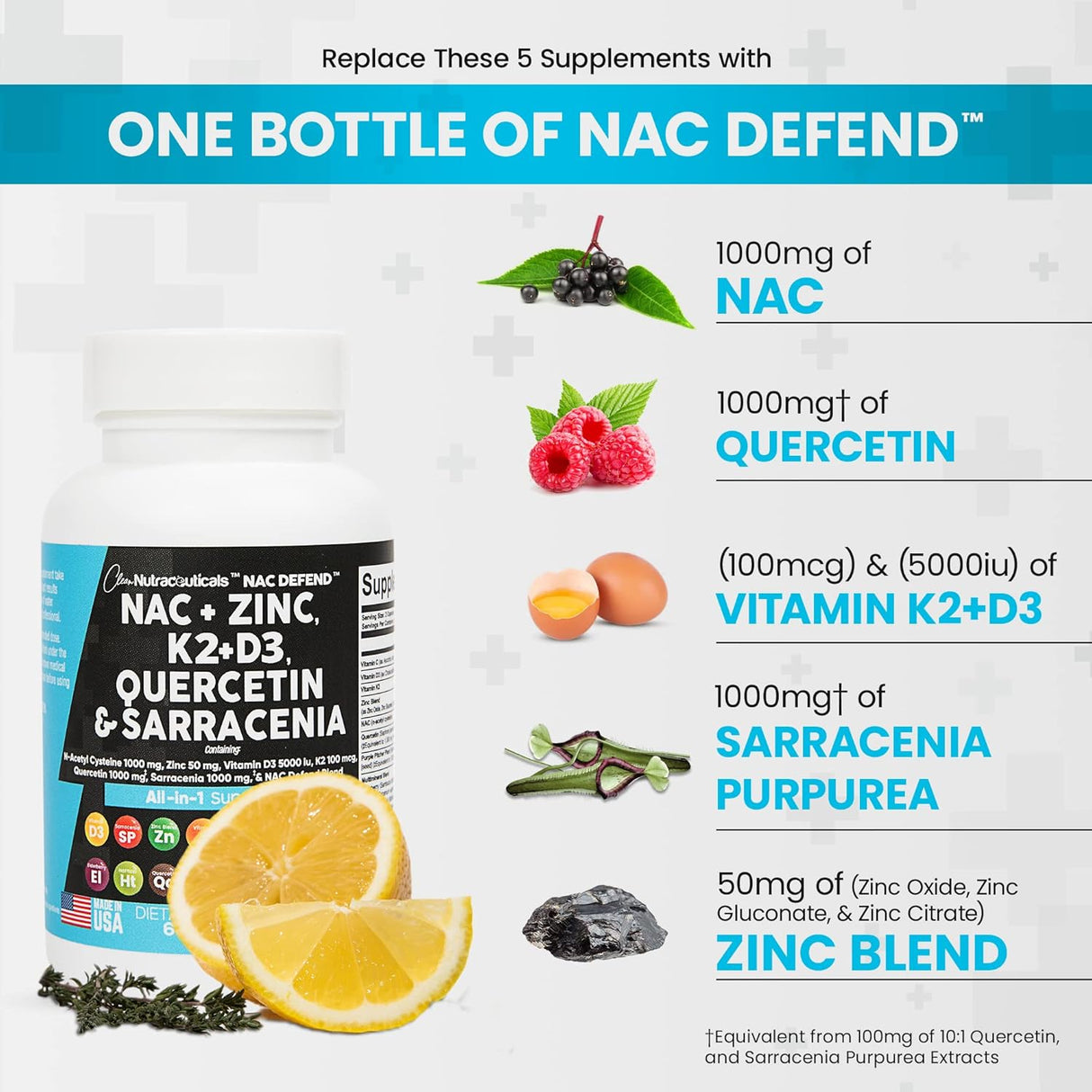Suplemento NAC Suplemento N-acetil cisteína 1000 mg  60 und