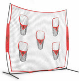 Red de lanzamiento portátil para entrenador de fútbol, 8x8 pies con 5 bolsillos