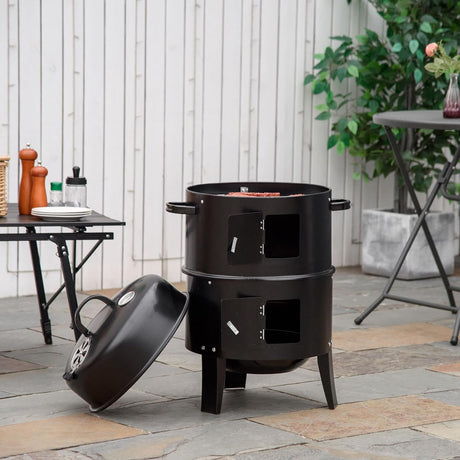 Parrilla Ahumadora Vertical Outsunny 3 en 1 16 con Termómetro