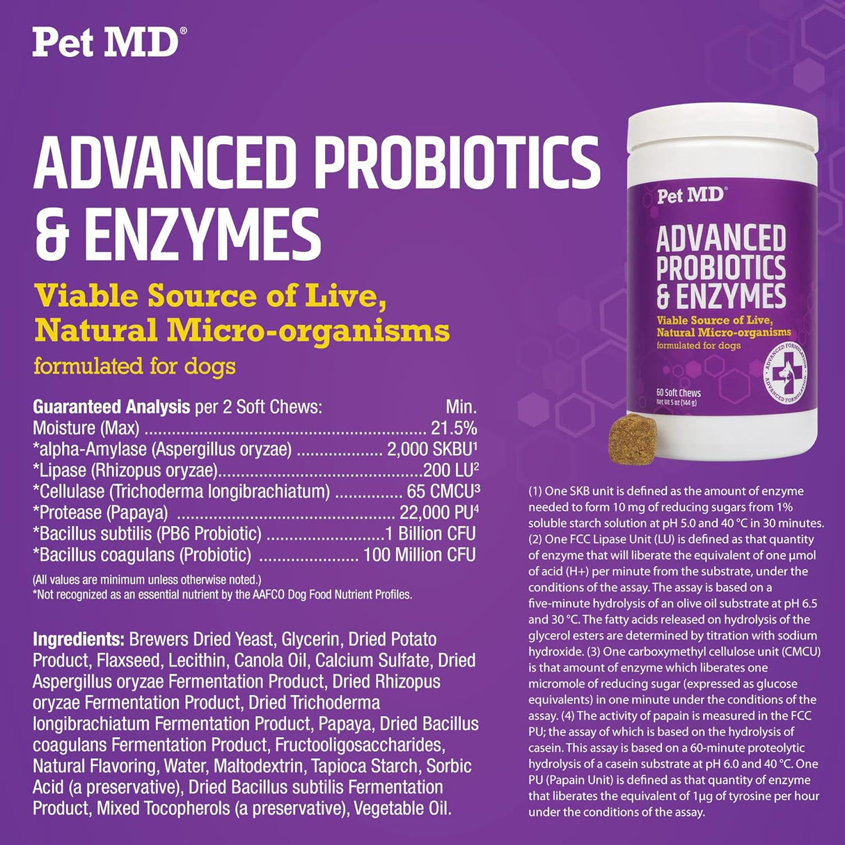 Probioticos y Enzimas para Perros - Pet MD - 60 Chews Digestivos