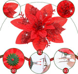 Flores Poinsettia Artificiales, 36 Pcs, Decoración Navidad