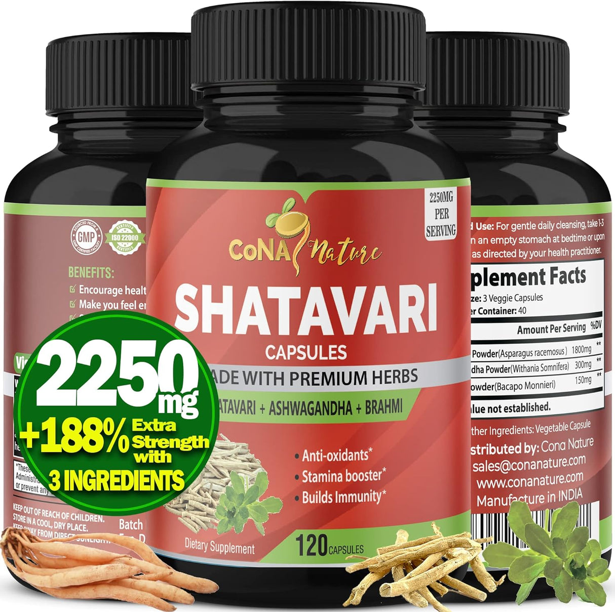 Cápsulas Orgánicas de Shatavari y Ashwagandha - 120 Unidades