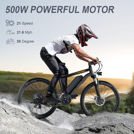 Bicicleta eléctrica Wooken, 750W, 55 millas, 21 velocidades