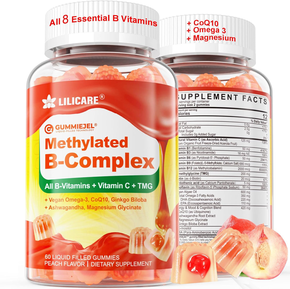 Super Methylated B Complex Gummies - Sin Azúcar, Omega-3, CoQ10