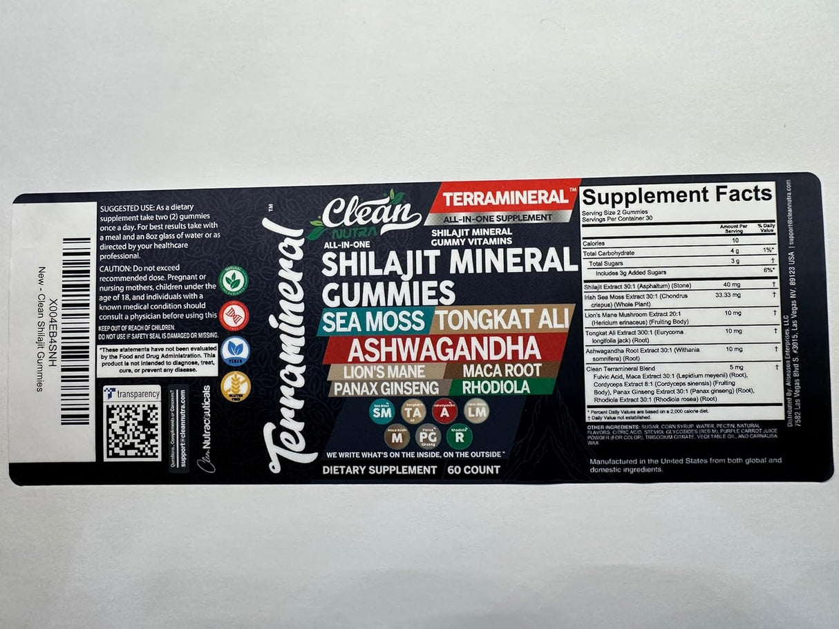 Gomitas de Shilajit con Musgo de Irlanda Clean Nutra (1)