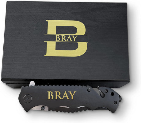 Cuchillo Premium personalizado con caja de madera, negro