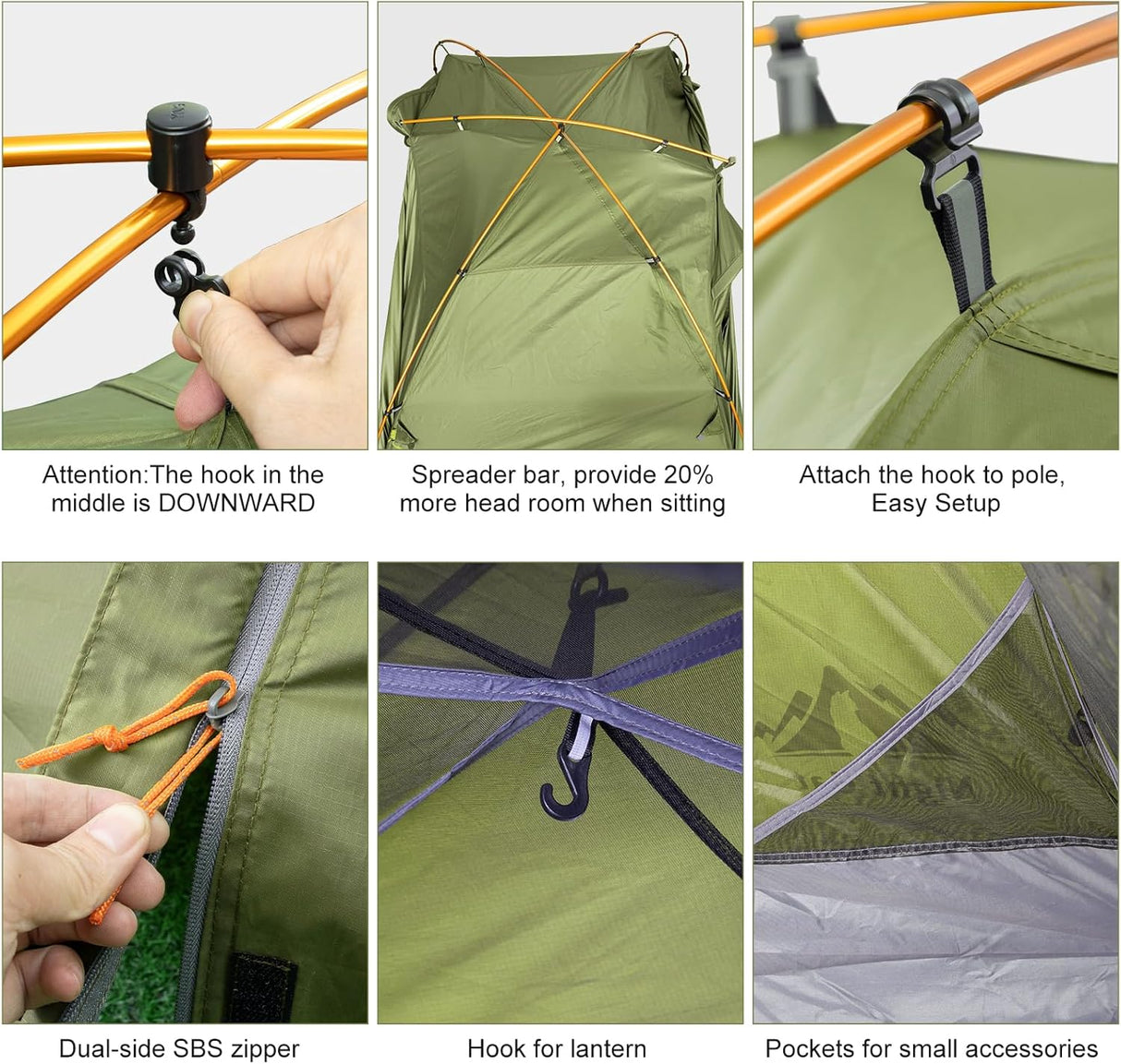 Tienda de campaña 2 personas Night Cat, impermeable, liviana, 7x4.4ft