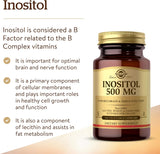 Suplemento Solgar vegetales de inositol 500 mg 100 und