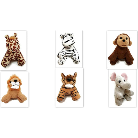 Peluche Jungle/Zoo Animals de la selva de gamuza de 12 pieza