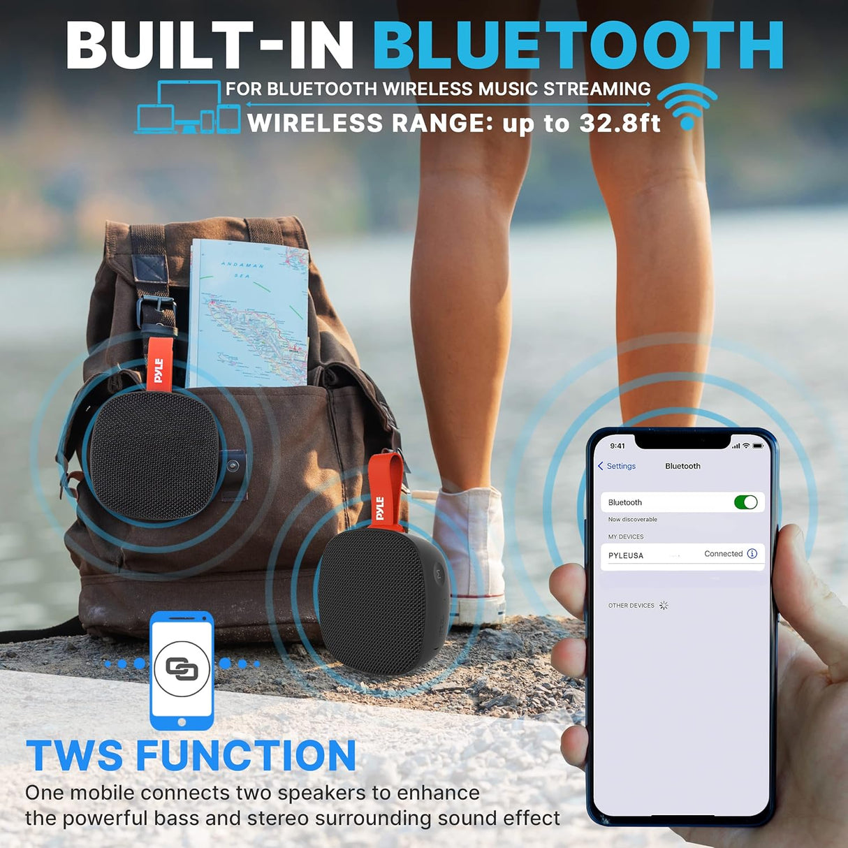 Parlante Portátil con Bluetooth PYLE-HOME PCLSB1BK