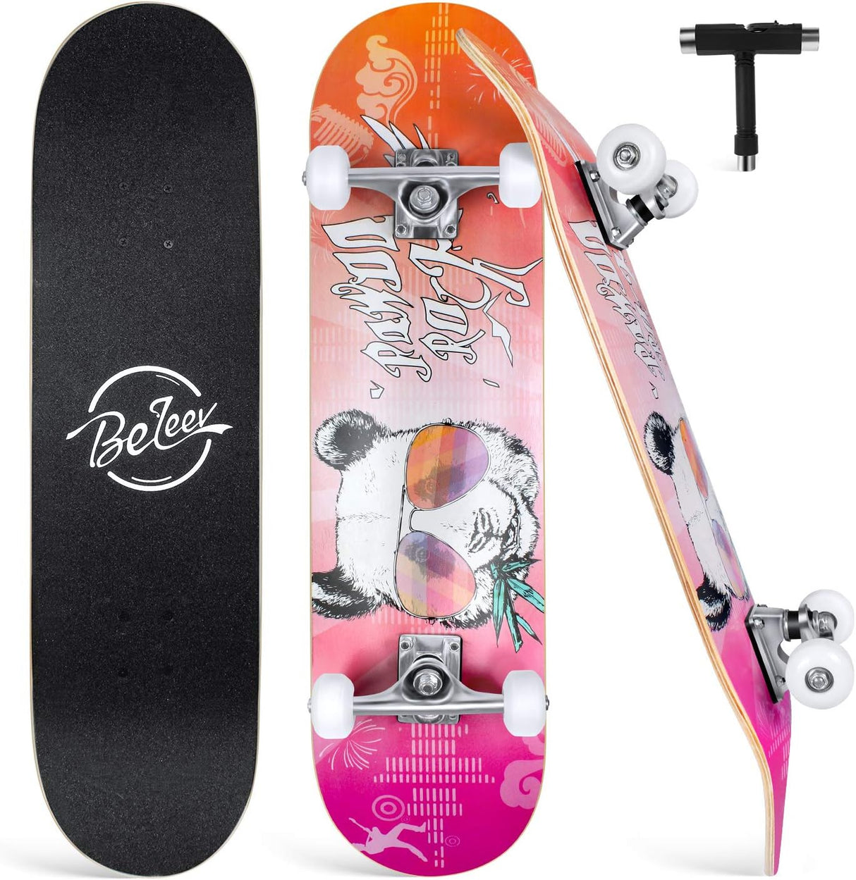 Patineta Completa para Principiantes, 31 x 8 pulgadas, Deck Doble Kick