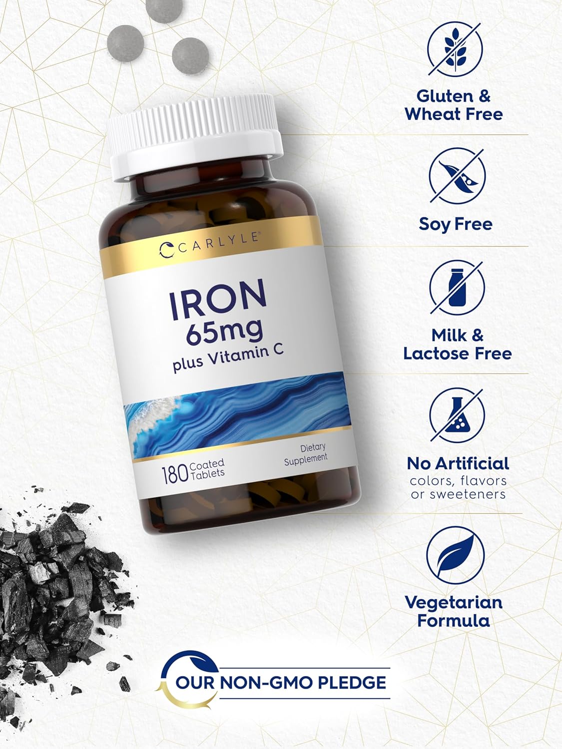 Suplemento de Hierro Carlyle 65 mg con Vitamina C 180 Tab