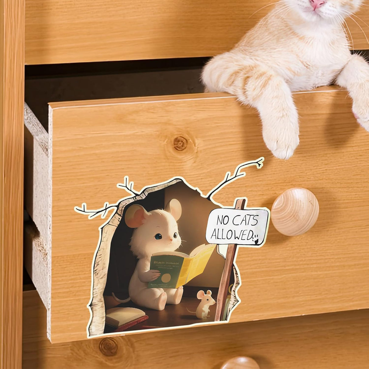 Sticker 3D Ratoncito, Arte Divertido, Brilla en la Oscuridad