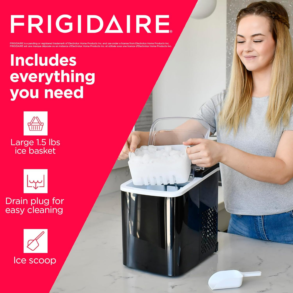 Máquina de Hielo Portátil Frigidaire 26 lbs/día Compacta