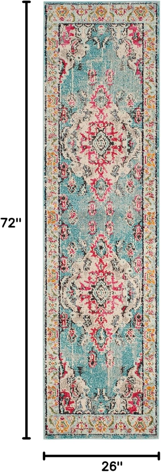 Alfombra Runner Boho Chic Medallón Diseño Desgastado MNC243J