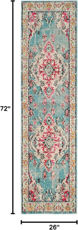 Alfombra Runner Boho Chic Medallón Diseño Desgastado MNC243J