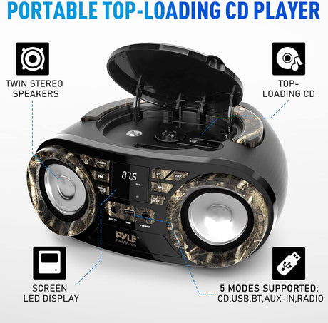 Reproductor de CD portátil Bluetooth PYLE-HOME PHCD55