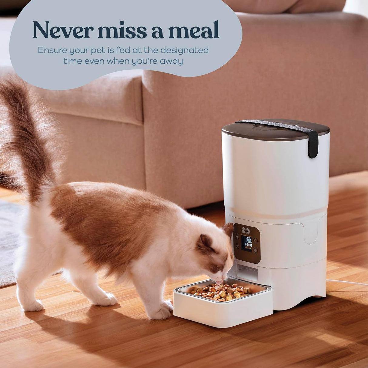 Comedero Automático para Gatos - 6L, Control de Porciones, LCD