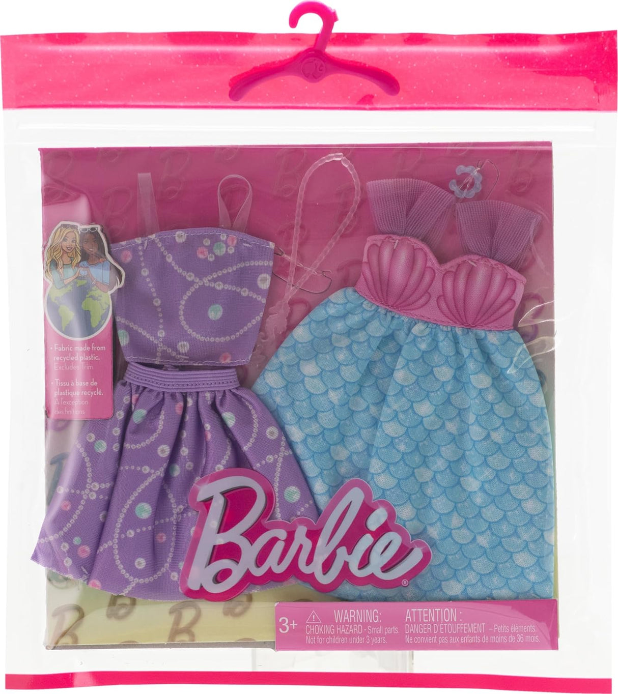 Conjunto de Moda Barbie, 2 Outfits, Incluye Vestido Sirena, Accesorios