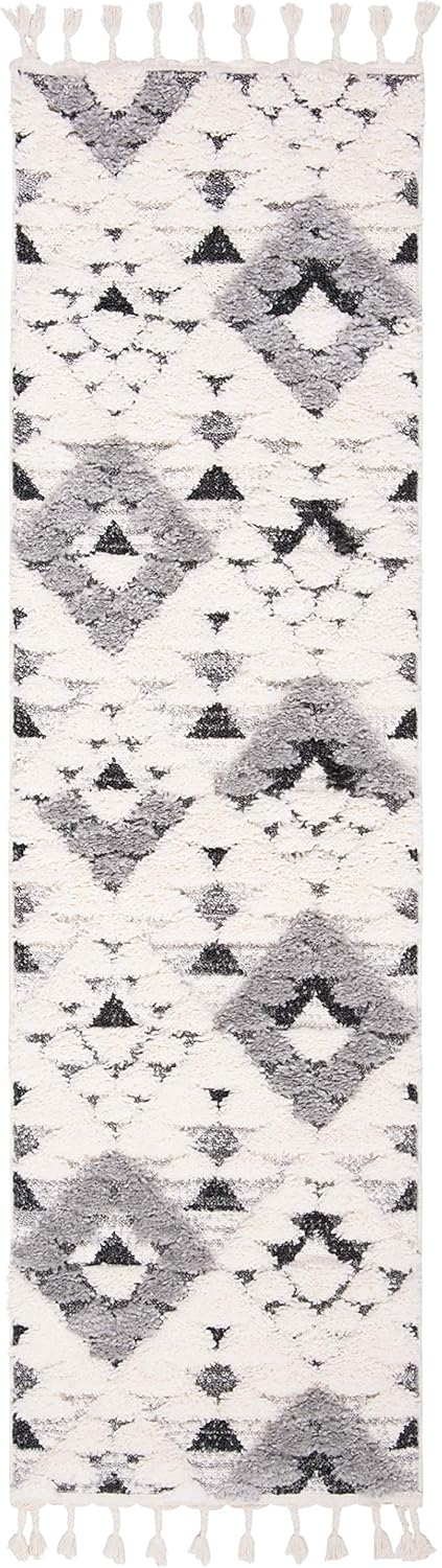 Alfombra Runner Shag Marroquí con Borlas, Diseño Boho, MTS688F