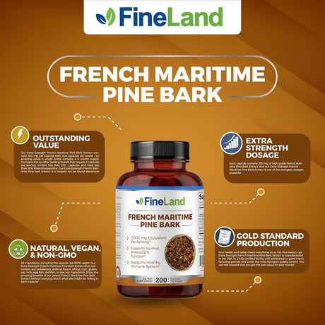 Extracto de Corteza de Pino Francés FineLand 450 mg 200 Caps