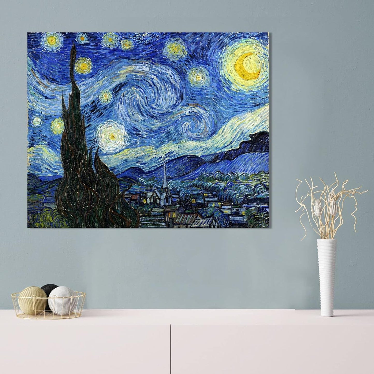 "Reproducción de Noche Estrellada de Van Gogh, póster enmarcado"