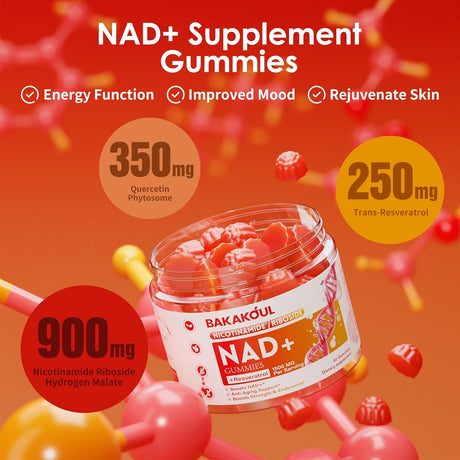 Suplemento NAD Gummies, Nicotinamida Ribósido 900mg, 60 Uds.