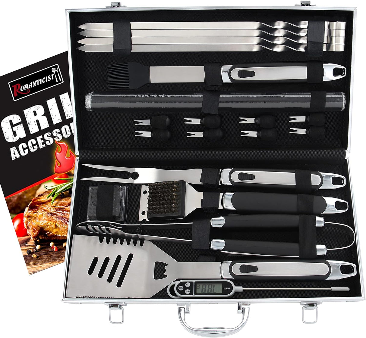 Set de Accesorios para BBQ 21pc ROMANTICIST, Acero Inoxidable