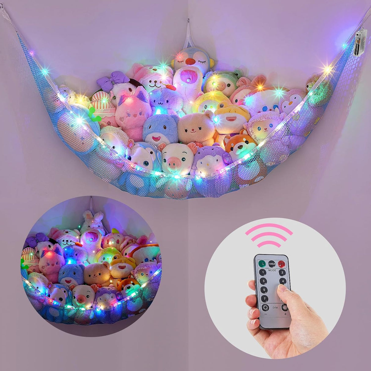 Hamaca para Peluches Basumee con Luz LED y Control Remoto