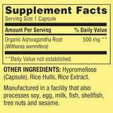 Cápsulas de Ashwagandha 500mg - Spring Valley - Polvo de raíz
