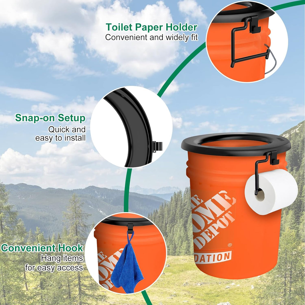 Asiento de inodoro portátil, para cubo de 5 gal, camping y viaje